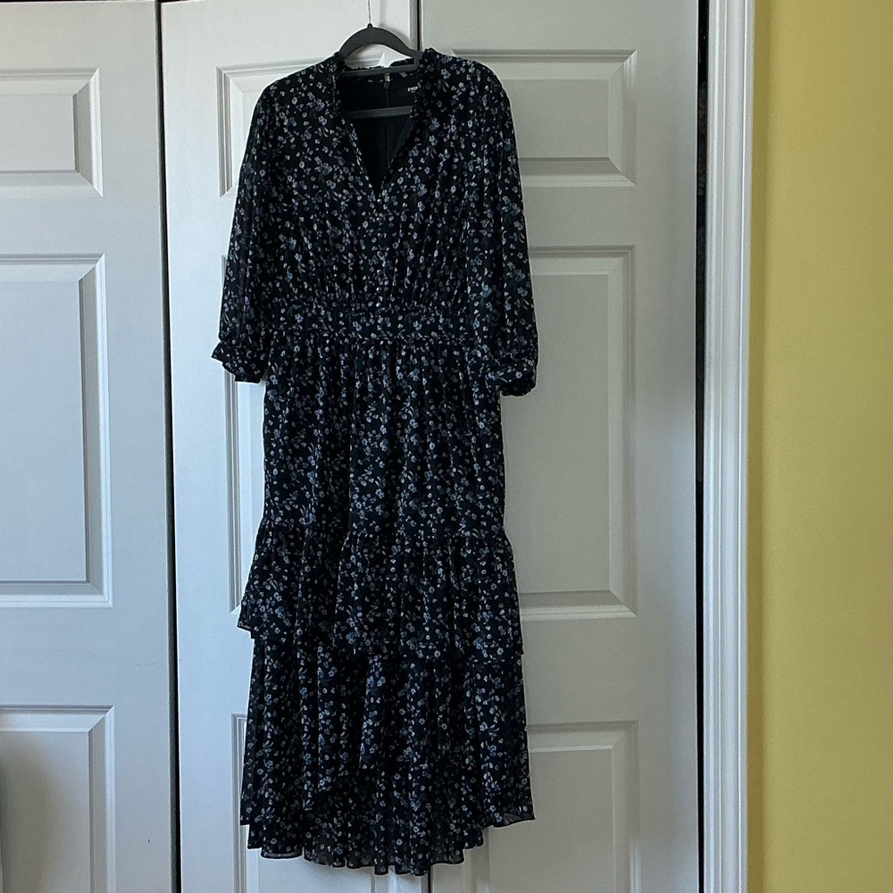 Ever New Floral Print Long Sleeve Midi Dress